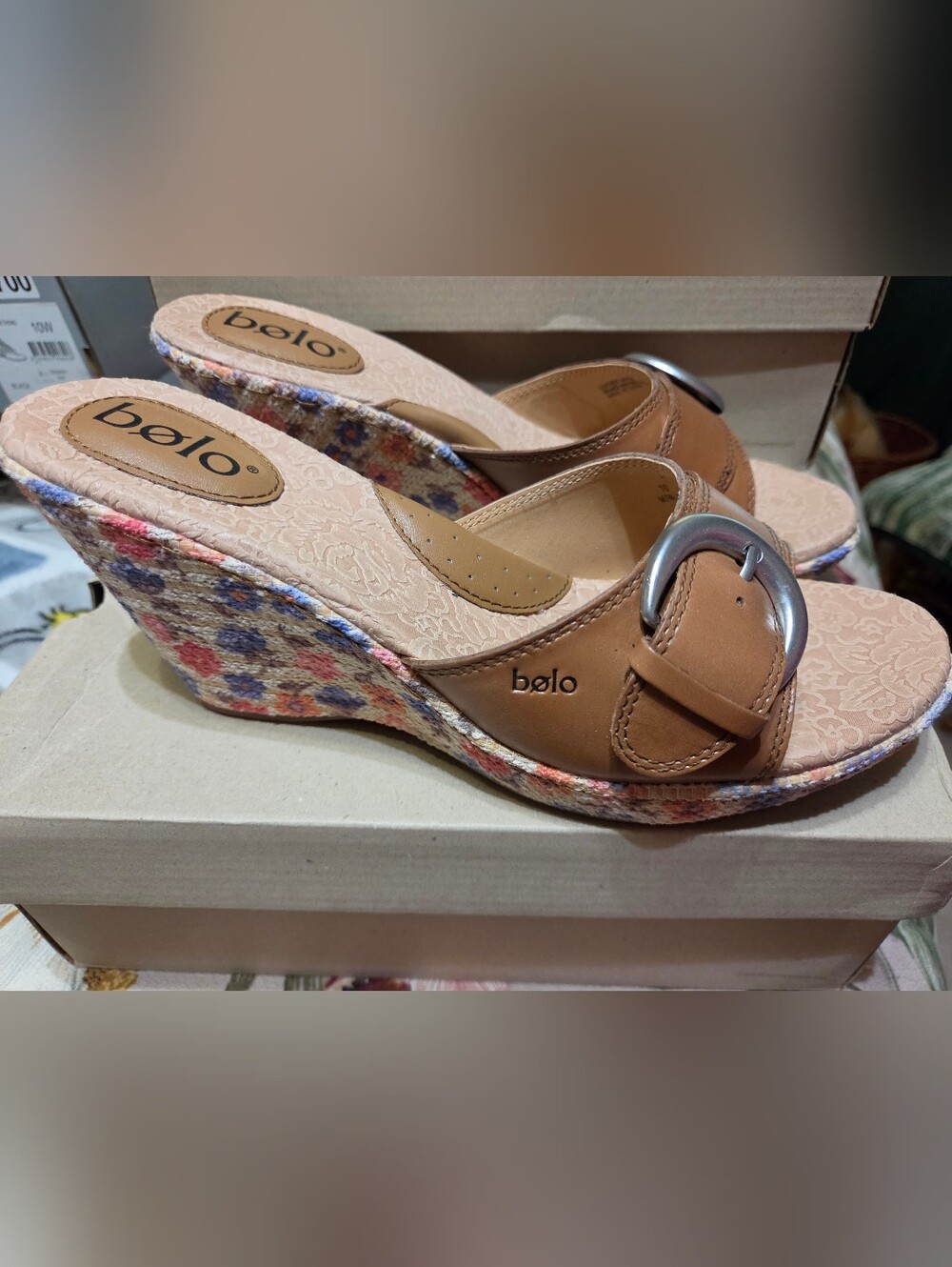 #269 Bolo-Zetta Slip On Wedged Sandals,sz.10 Asst.Colors Avail - Picture 2 of 11